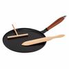 Staub Crepe Pan with Wooden Handle, 28cm, 1212823/40509-525-0, Black, Induction Compatible, New Life