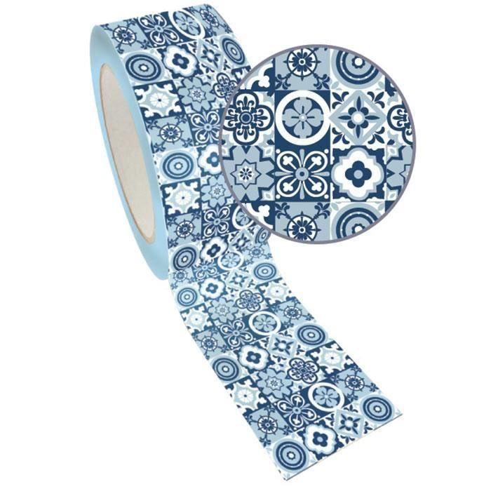 Masking Tape XL - Graine Créative - Bleu - 4,8 cm x 8 m - Effet Carrelage - Repositionnable