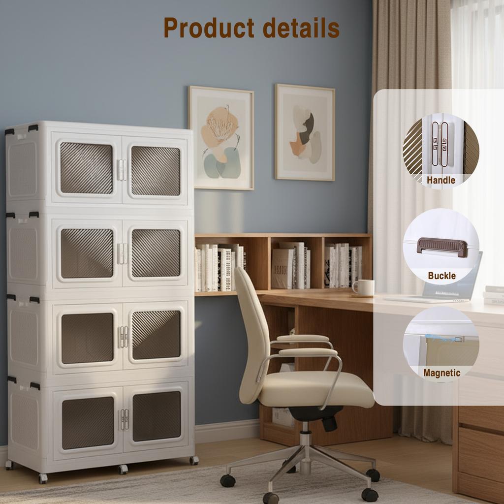 Closet Storage and Organizer with Lid Plastic Storage Cabinet with Wheel Free Installation Storage Cabinet for Small Spaces Bath