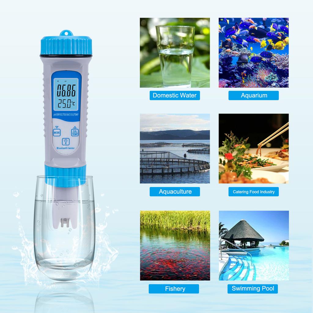 Water Quality Tester PH Tester Water Digital 7 In 1 PHORPECTDSSALTS.GTEMP Digital Water