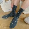 Female Autumn and Winter Thickened Warm Polka Dot Lovely Lace Wool Drum Pile Socks