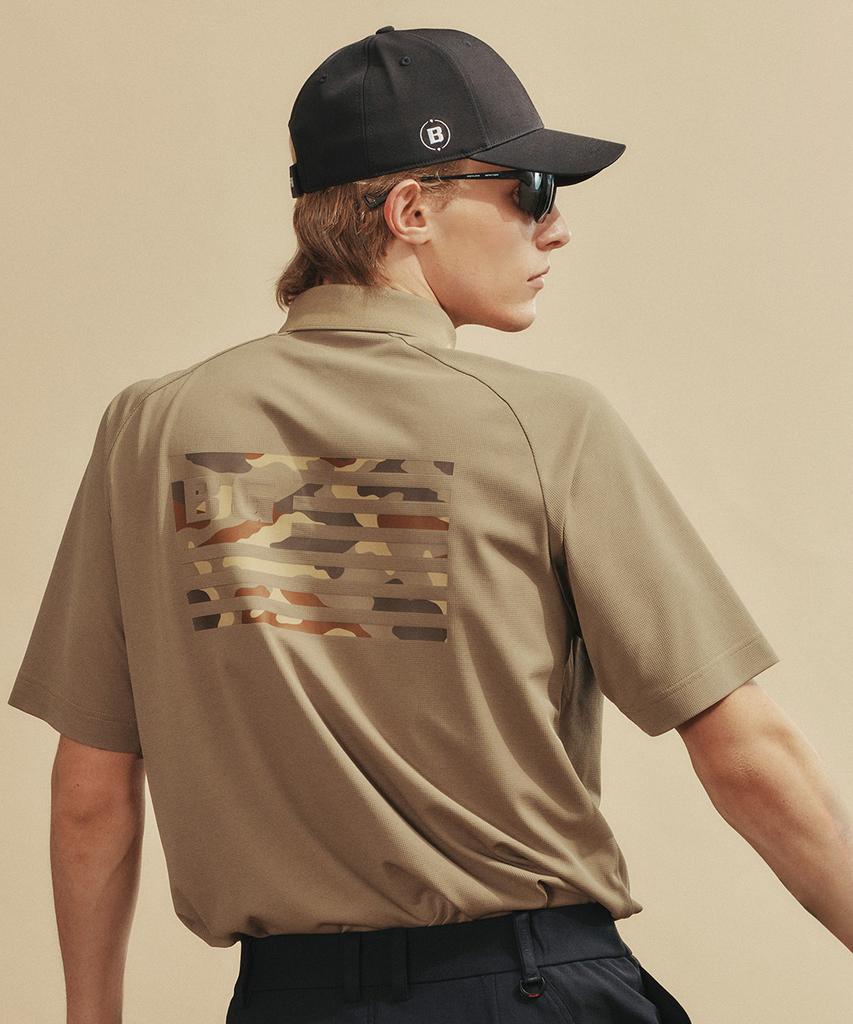 Beulipinggolpeu Men'S Flag Artwork Polo Shirt_Beige