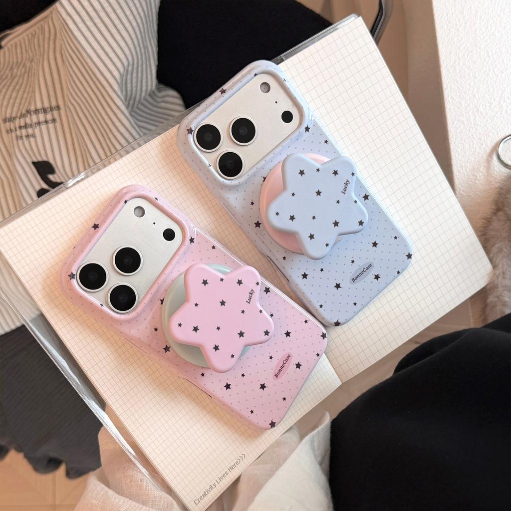 Full screen black star magnetic suction bracket is suitable for 17 Apple 17pm soft film glossy iphone16 mobile phone case 15 Korea