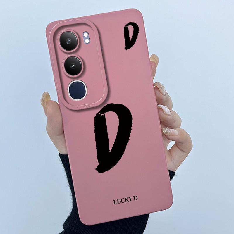 For Vivo Y19s V2149 Cover Case Lucky Initial Letter Couple Silicone Soft Matte Phone Bumper for Vivo Y19s 4G Y29 5G Casing