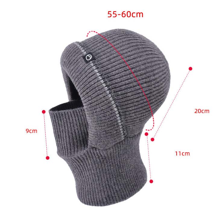 WTEMPO Men's Autumn Winter Ear/Face Protection Knitted Hats Cold-proof Windproof Outdoor Cycling Hats Solid Color Thick Warm Plush Inner Woolen Hats