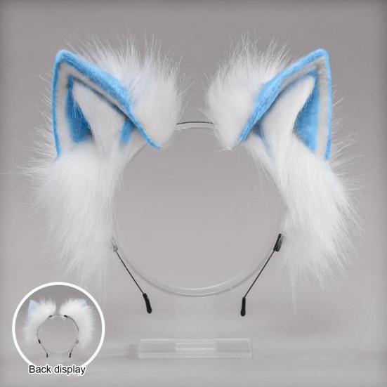 Imitácia líščej kožušiny čelenka s mačacími ušami plyšový štýl hranie rolí obliekanie ručne vyrobená čelenka cosplay rekvizity