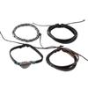 4-teiliges mehrlagiges Leder-Blatt-Armband: Europäisches & Amerikanisches Unisex Retro Street Ethnischer Stil Accessoire