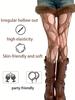 1 Pair Valentine'S Day Women'S Brown Vintage E-Girl Irregular Cutout Ripped Fishnet Stockings Sexy Pure Desire Style Sheer Socks