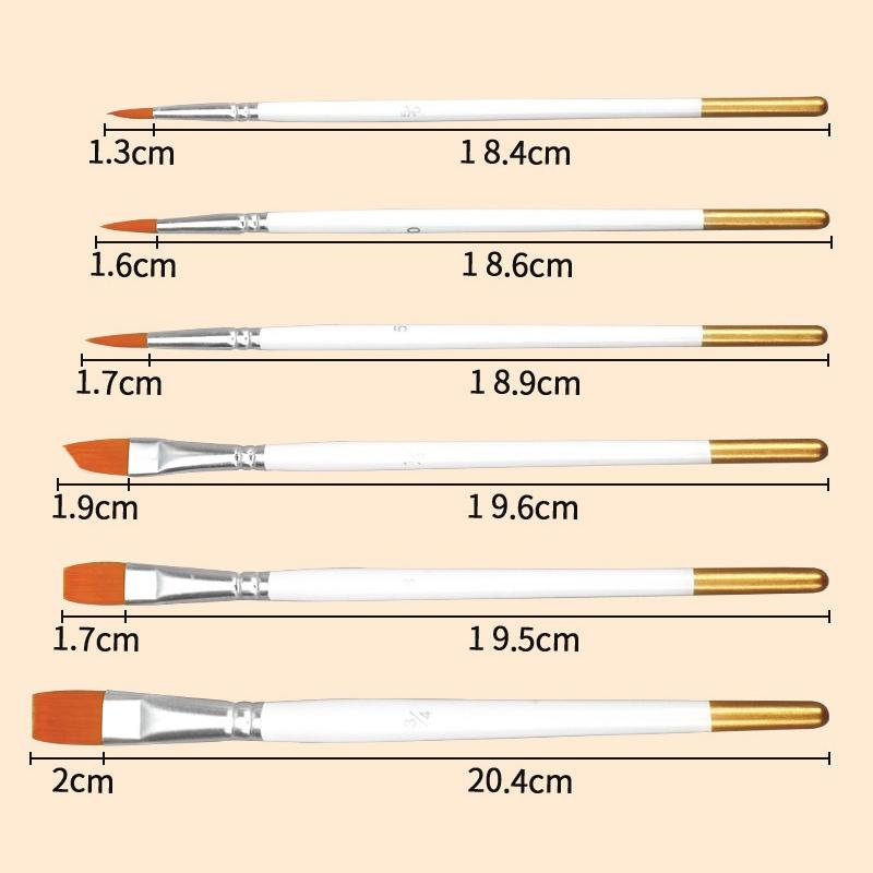 Acrylic Oil Watercolor Artist Brushes Set 6pcs Nylon Material Soft Bristle for Kids Classroom Art Drawing Projects