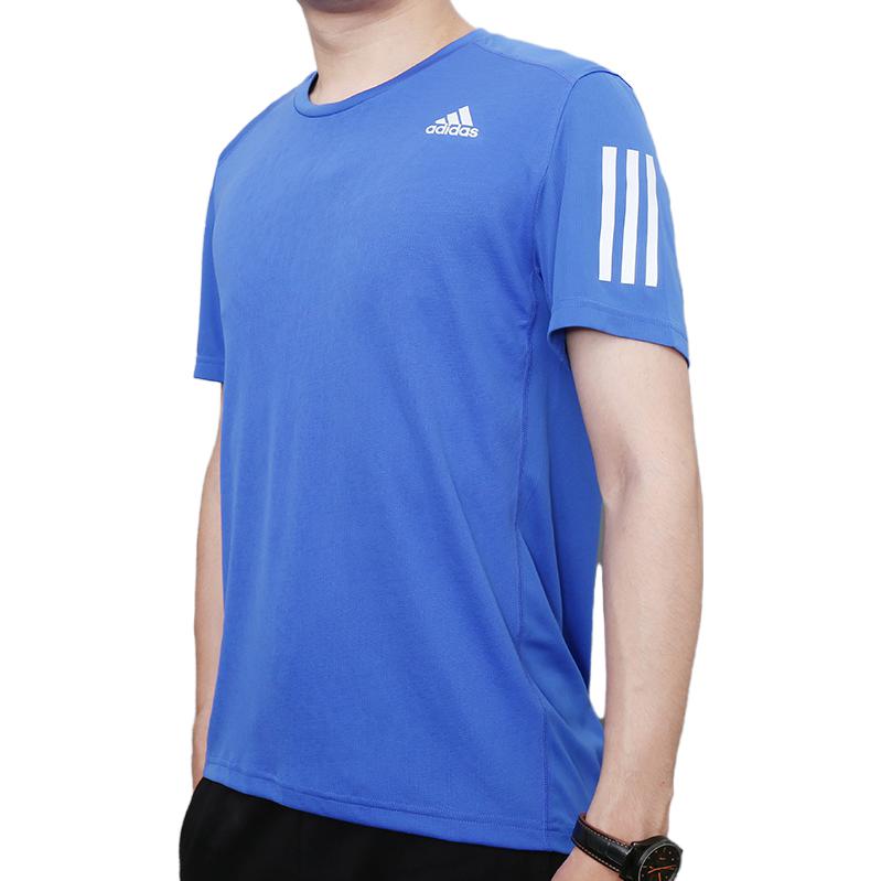 Adidas T Shirts Men's Collegiate Blue Crew Neck Moderate Straight Fit DM2812