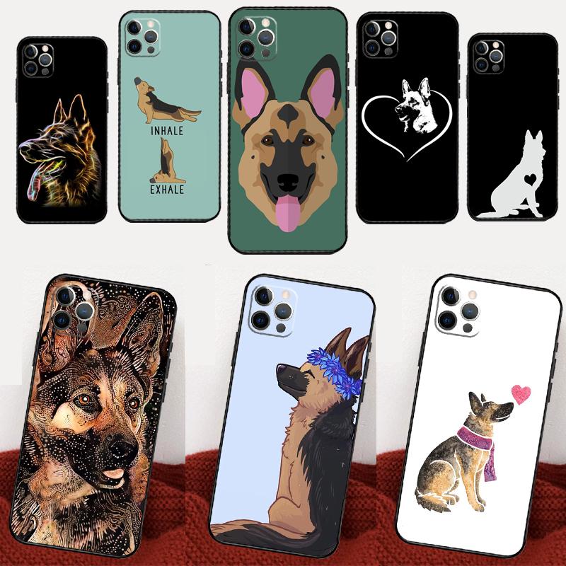 Cartoon German Shepherd Dog Phone Case For Samsung Galaxy S24 Ultra S20 S21 S22 S23 S25 Ultra S9 S10 Plus S25 FE Cover