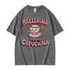 Italian Brainrot T Shirts Cute Ballerina Capuchina Funny Coffee Meme Kawaii T-shirt Men Women Retro Short Sleeve T-shirts