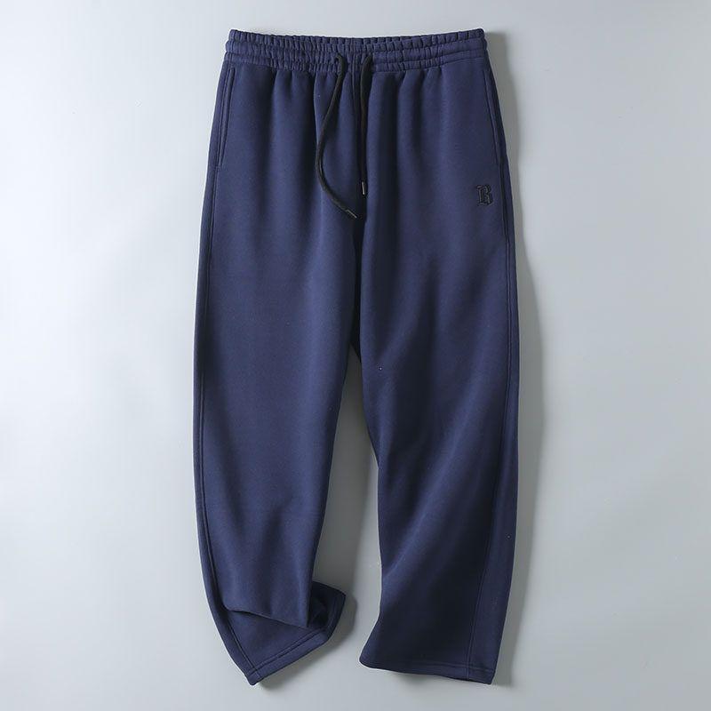 Men s Trendy Brand Loose Straight-Leg Fleece-Lined Terry Cotton Sweatpants, Export Surplus, Warm and Casual Sports Pants Royal Blue L