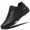 2024 Spring Men's Breathable Leather Running Shoes: Soft Sole, Casual Sports Style