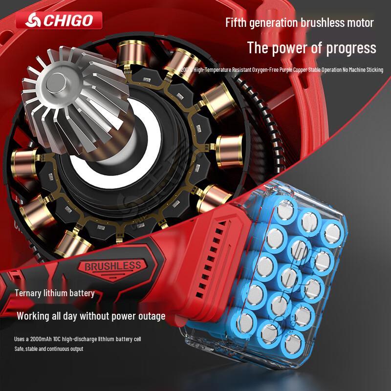 Chigo Cordless Brushless Angle Grinder CN Plug (adapter Included)