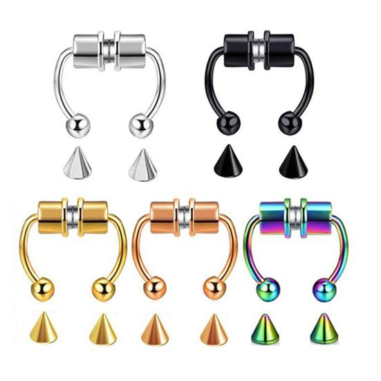 Non-Piercing Fake Nose Ring Reusable Stainless Steel Nose Hoop Fashion Magnetic Septum Rings for Party