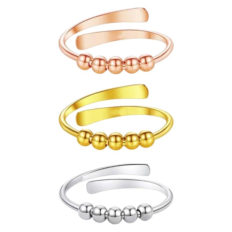 Multifuntional Beaded Rings Adjustable Opening Finger Rings Copper Texture Suitable for Daily and Various Occasion