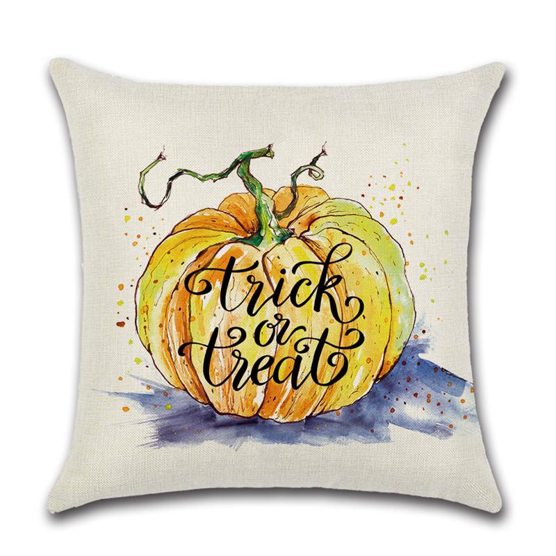 

Witch Themed Halloween Pumpkin Waist Throw Cushion Cover Classical Sofa Decor Yellow