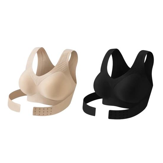 Posture Corrector Bra for Women Front Closure Wireless Padded Bra Full Coverage Back Support Everyday Bra