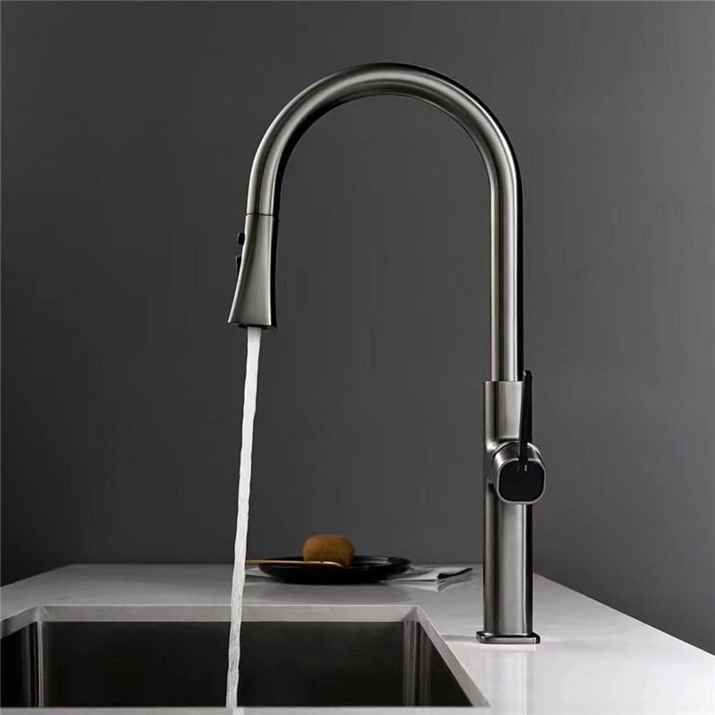 Tuqiu Grey Pull Out Kitchen Faucet Brass Black Sink Faucet Mixer Tap 360 Degree Rotation Torneira Cozinha Mixer Taps Kitchen Tap