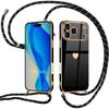 Phone Case with Lanyard - BOOLING - for iPhone 17 Pro Max - Silicone Heart Pattern - Black