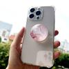 Marble Pattern Crystal Glass Phone Holder Foldable mobile phone Socket Crystal Glass phone grips 5
