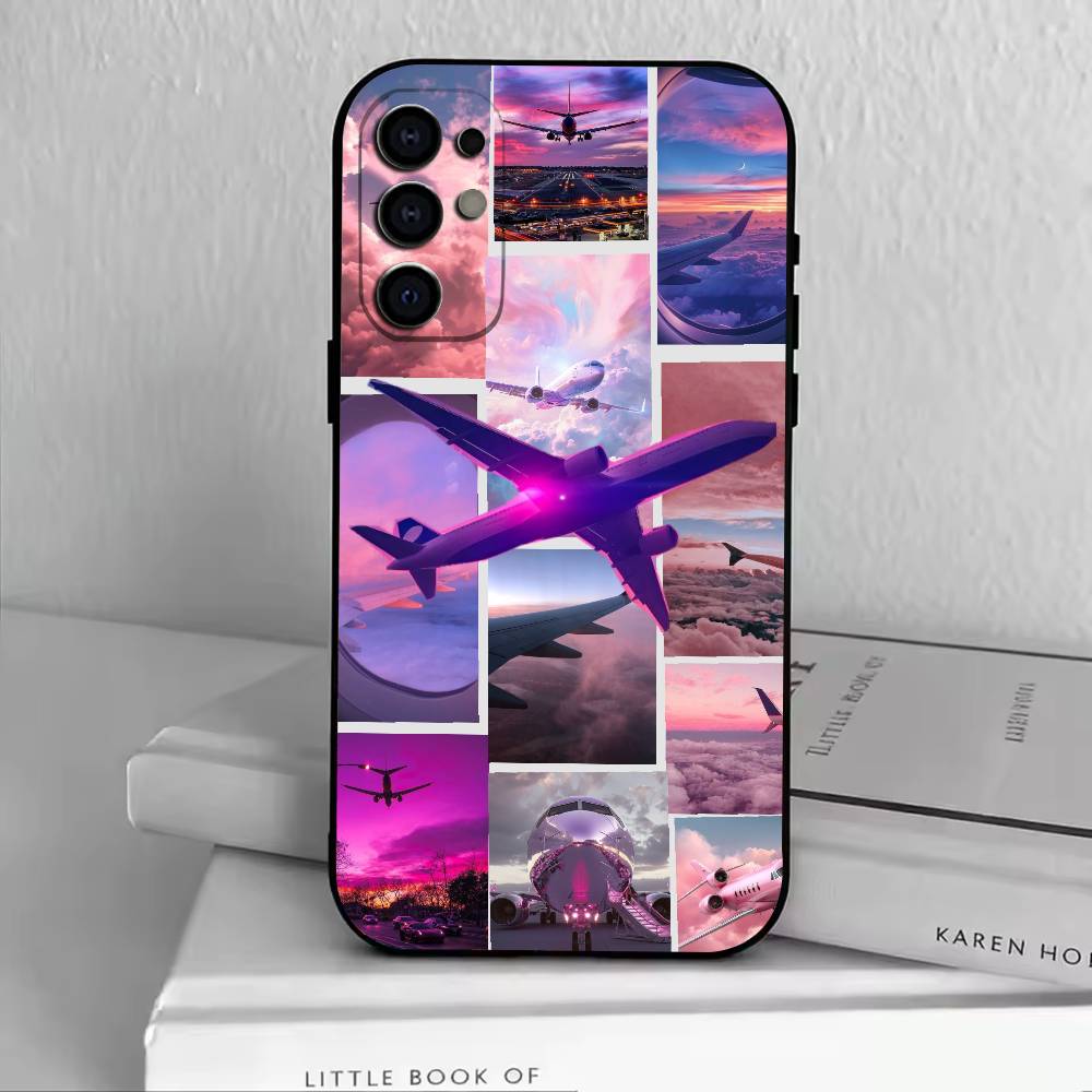 A-Airplane Plane Phone Case For Samsung S25,S24,S21,S22,S23,S30,Ultra,S20,Plus,Fe,Soft Silicone Black Cover