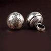 Handcrafting Solid Metal Silvering Bead Button for Chinese Cheongsam Traditional Carved Bead Buckle Clothing Accessories