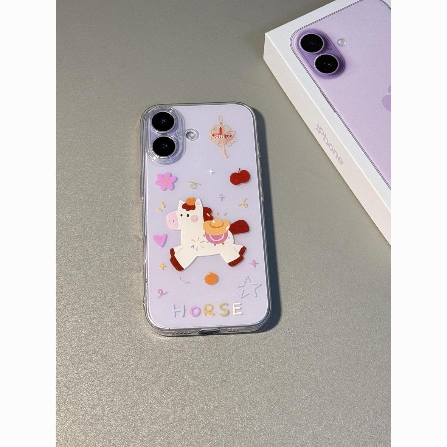 

Yuanbao Flower Horse Transparent Phone Case for Apple Pro Max (17, 16, 15, 14, 13, 12, 11) iPhone 8 Plus