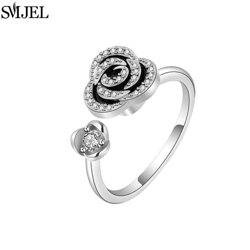 Etnisk Mote Tusenfryd Blomst Angstring Justerbar Dame Jenter Bekymring Stresslindring Smykker Spinnende Fidget-ringer Festgaver