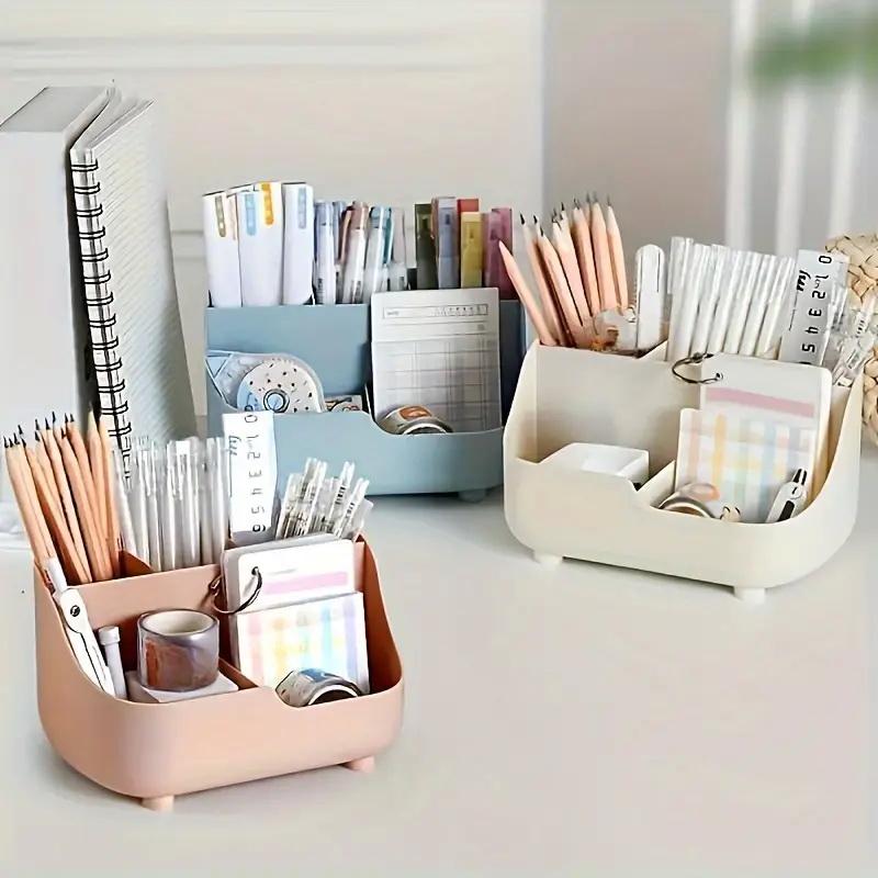Large Capacity Desktop Storage Box Five-compartment Desktop Organizer, Student Stationery Holder 5-section Office Desk Organizer