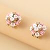 Romantic Ceramic Flower Rose Diamond Alloy Earrings Temperament Ear Buckle Exquisite Stud Earrings Jewelry Popular
