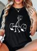 Dumbbell Pattern Printed T-shirt Sports Casual Wear Summer Short Sleeved Harajuku Streetwear Top T-shirt Unisexs Clothing Popular