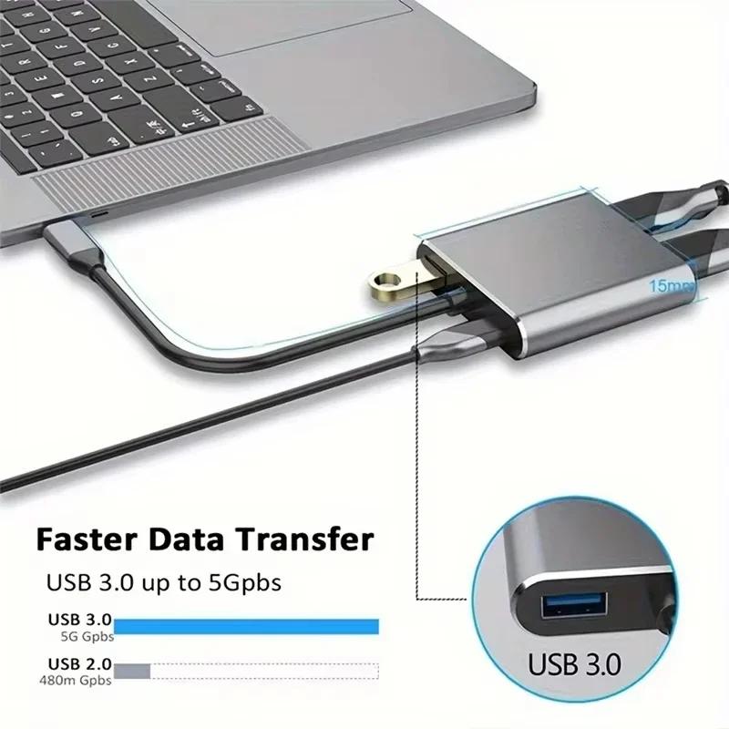 4 In 1 USB C Hub Multiport Adapter Docking Station Type C To 4K HDTV VGA 100W PD Fast Charge Splitter for MacBook Pro/Air Laptop
