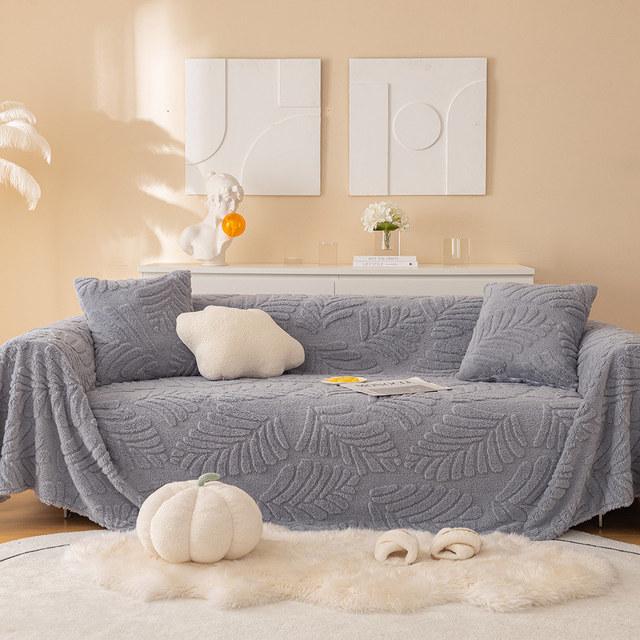 

Современные жаккардовые листья, бархатный диван, полотенце, 2-3-местный флисовый мягкий чехол для дивана L-образной формы, чехол для кресла с откидной спинкой, все размеры 180x130cm серый