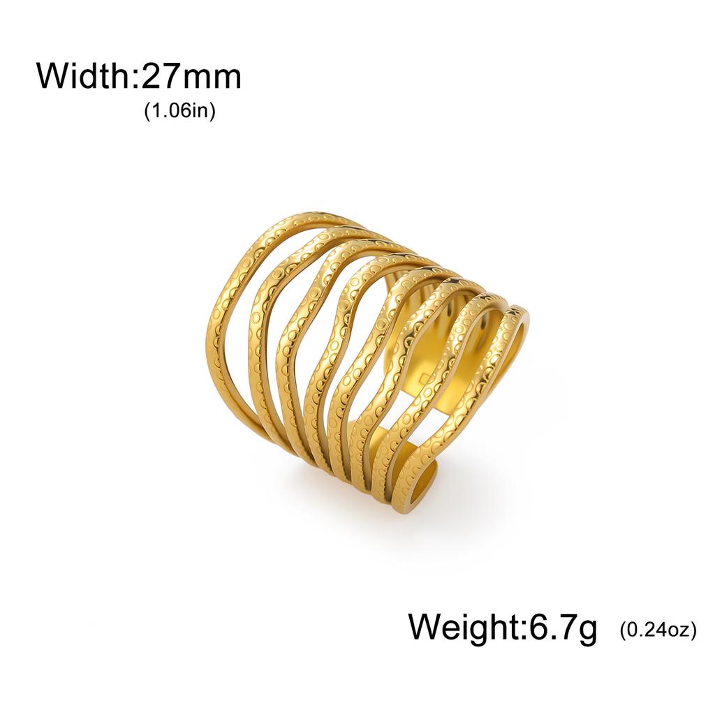Stainless Steel Gold Color Geometric Open Ring Fashion Minimalist Finger Rings Wedding Party Jewelry Gift Wholesale