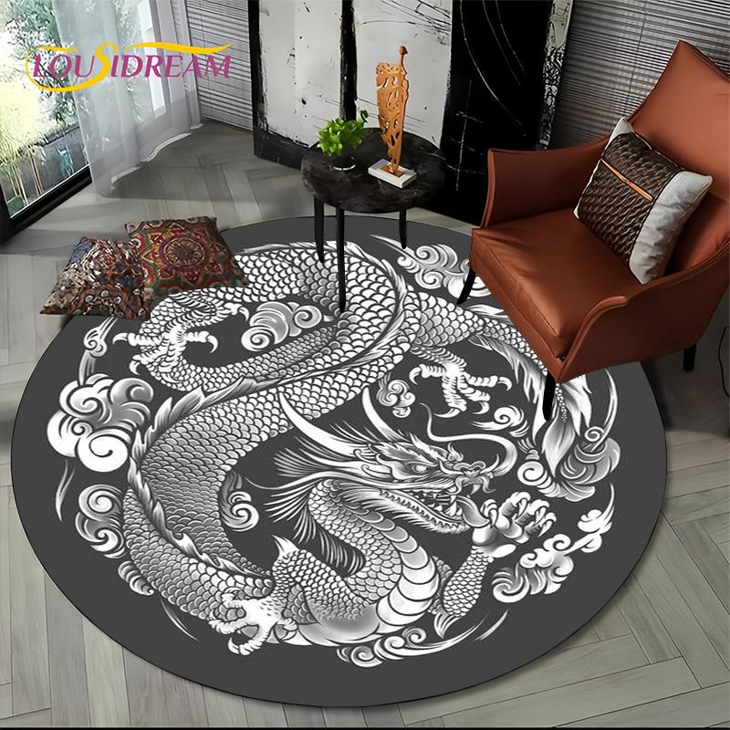 

Мода Дракон Круглые Ковры Гостиная Спальня Ковер Зона Комната Прикроватный Стул Коврик для Пола Декор Alfombra Подарок на день рождения Коврик с постером diameter 60