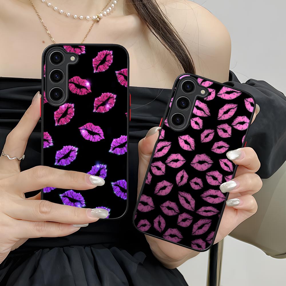 Kiss Lips Cute Silicone Mobile Phone Case for Samsung Galaxy S26 S25 S24 S23 S22 S21 Plus FE Ultra Colorful Cover