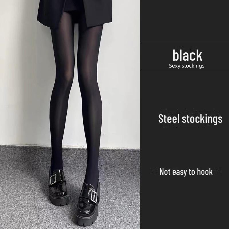 

Носки большого размера из стальной проволоки с защитой от зацепов: Женские тонкие колготки на голую ногу на лето, весну и осень Steel Wire Pants Black чёрный