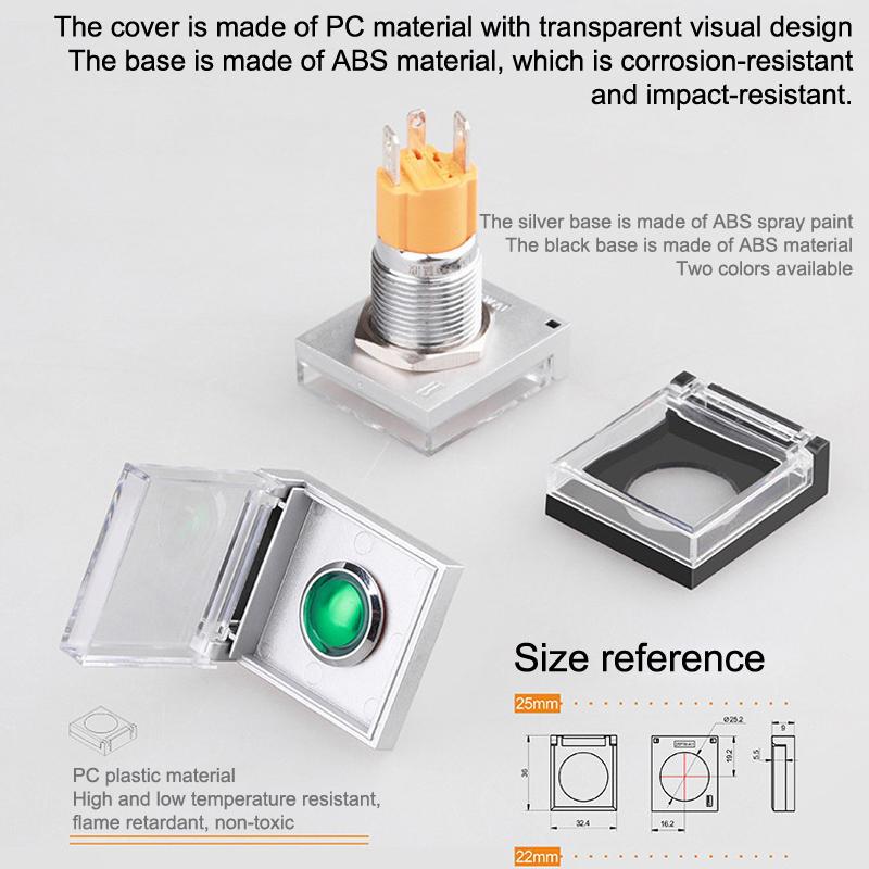 12Mm 16Mm 19Mm 22Mm 25Mm High Head Button Switch With Cover Transparent Protective Cover Waterproof