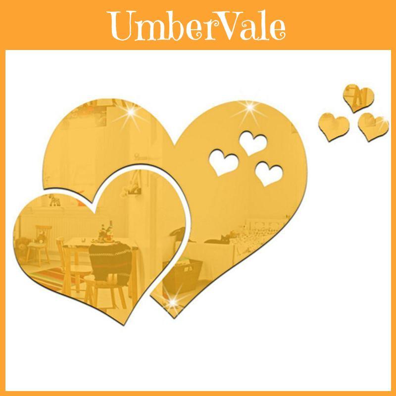 Stunning 3d Love Heart Mirror Wall Stickers Decal For Elegant Room Decoration