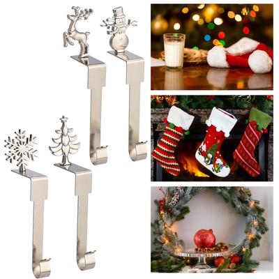 Mantel Stocking Holders Mantel Shelf Christmas Stocking Holders Holiday Season Christmas Decorations Silver Plated Hook