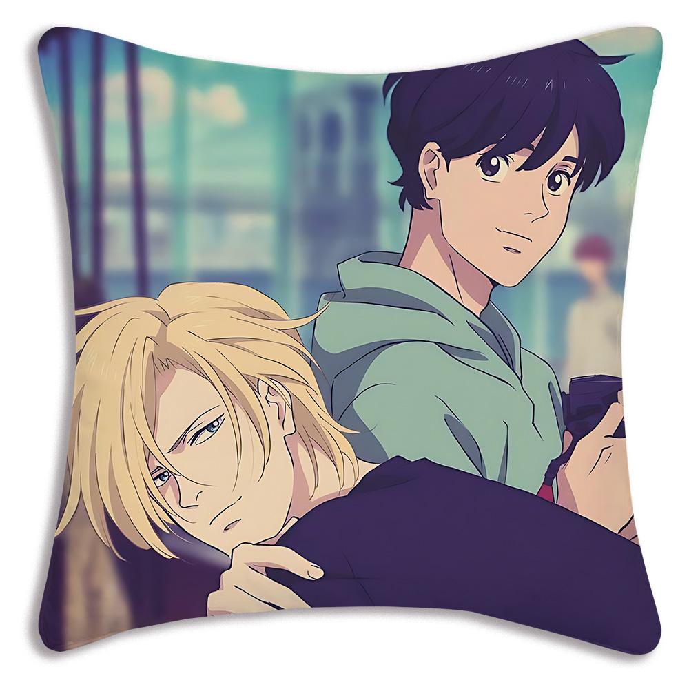 Anime Bananas F-Fish Pillow Covers Cartoon Sofa Decorative Home Double-sided Printing Short Plush Cute Cushion Cover