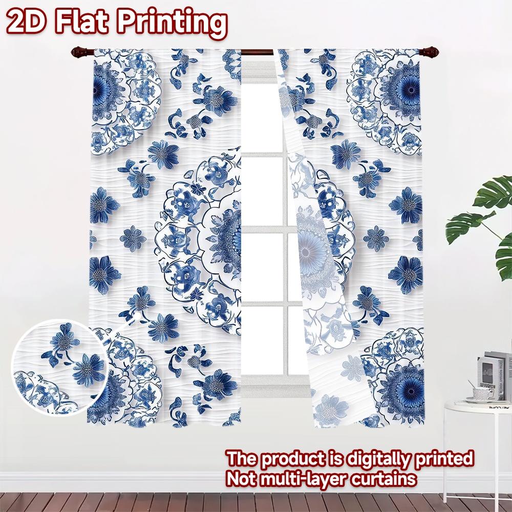 2D Flat Photography Backdrop Party Backdrop Blue Floral S 100% Polyester Festive Holiday Use for Bedroom Wall Decorations