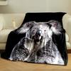 Cozy Koala on Black Blanket for all seasons blanket lunch break throw gift