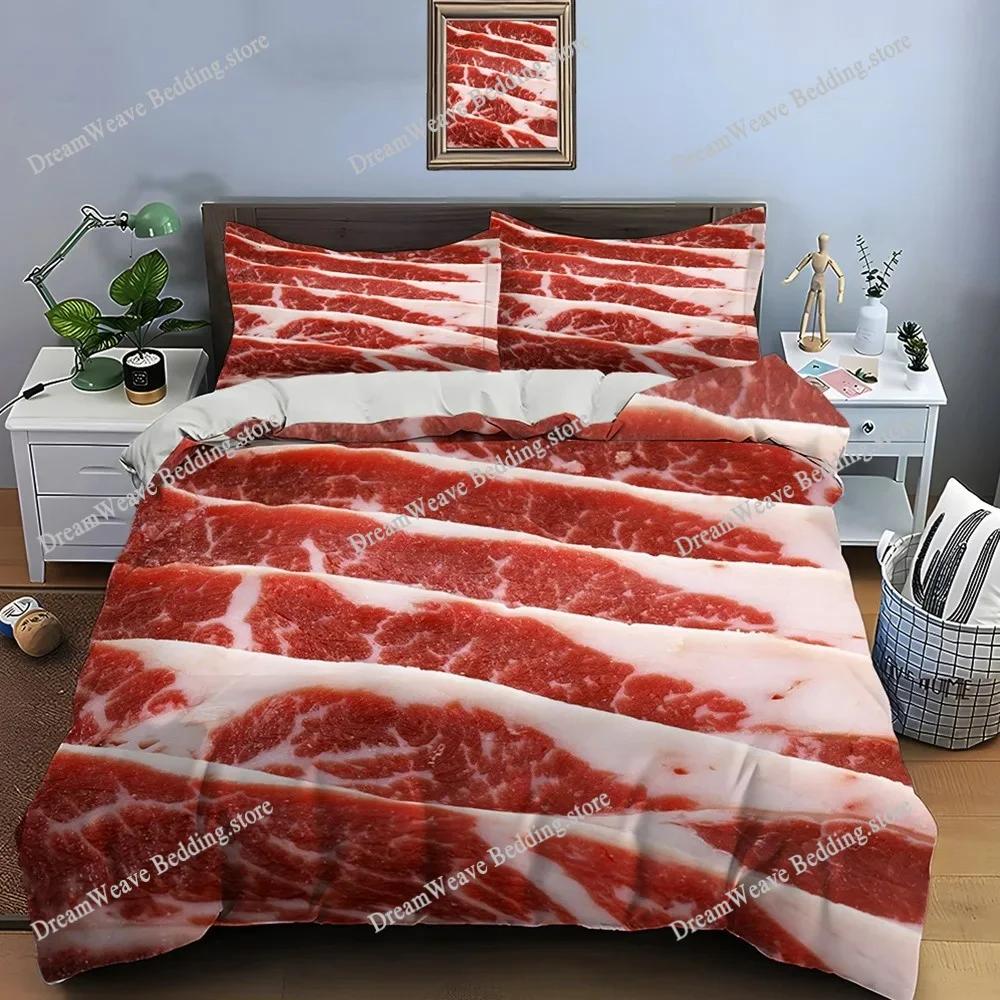 HD Meat Bacon Food Print Bedding Set Duvet Cover Adult and Children Bedding Set Luxury for Luxury Gifts Home Textileextile