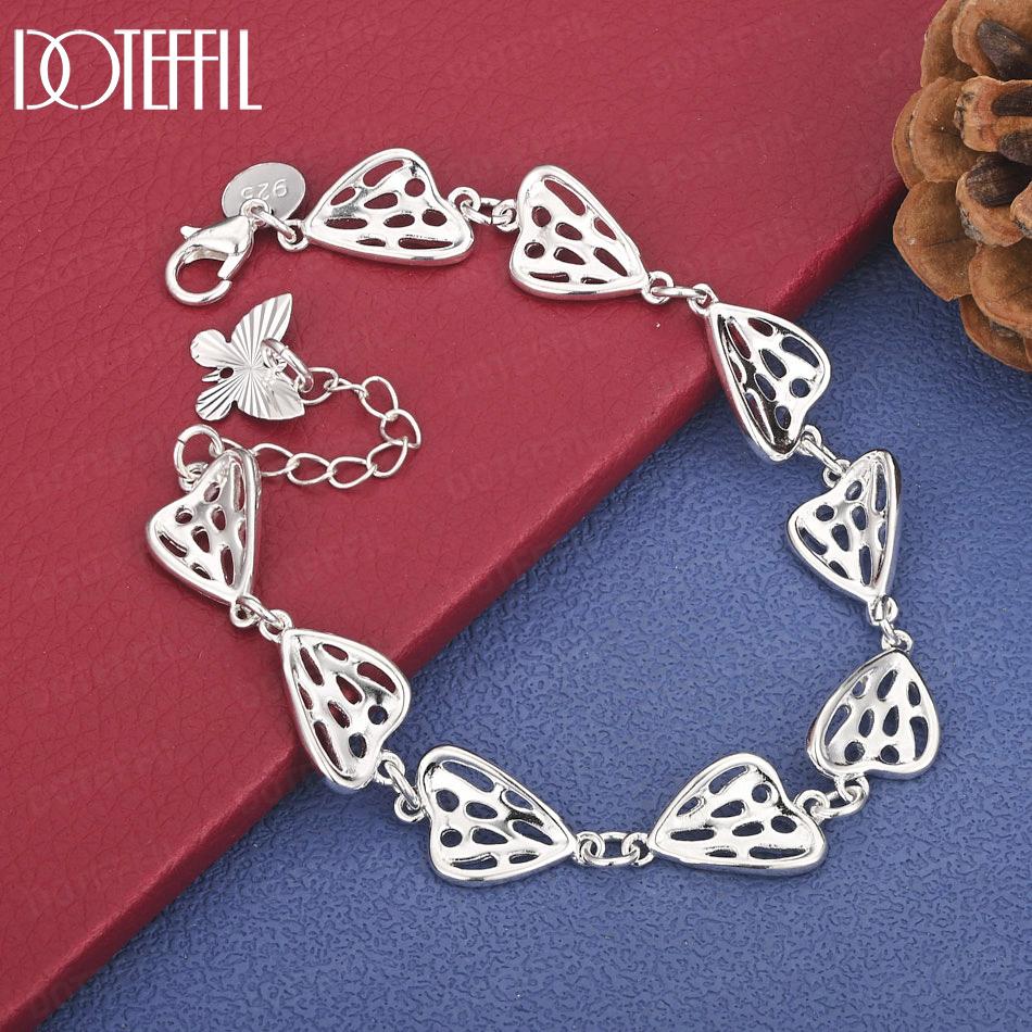 925 Sterling Silver Geometric Bracelet Wedding Fashion Jewelry