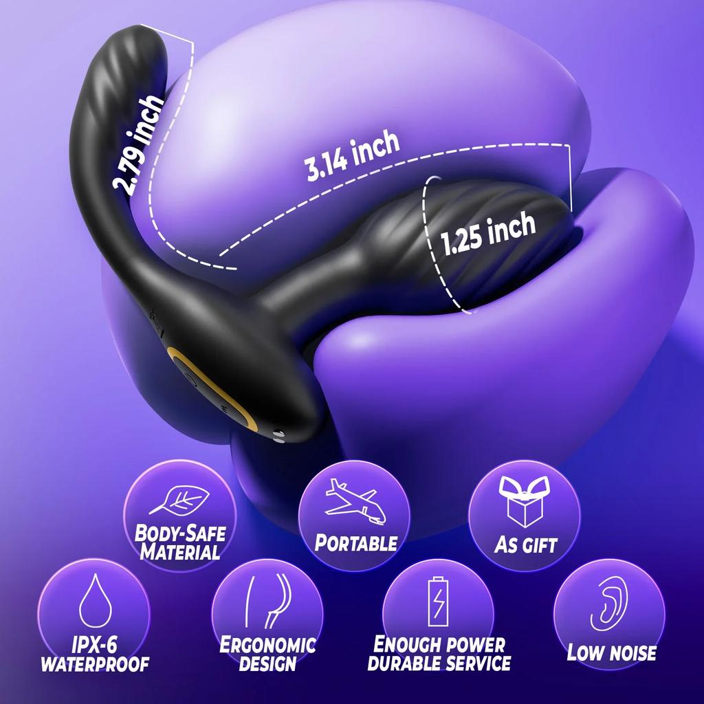 Rotating Anal Plug Vibrator with Remote Control for Men Women Prostate Massage Adult Sex Toys