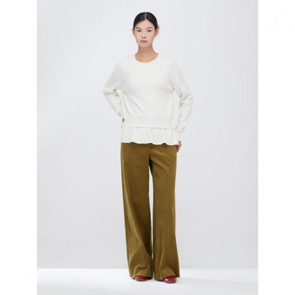 Cc Collect. Women Ruffle Hem Knit Pullover C254ksk702 Ivory/FREE