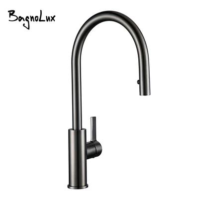 Single Handle Pull Out Kitchen Faucet Brushed Gunmetal Matt Black Rotation Kitchen Hot and Cold Water Sink Taps Kitchen Faucet